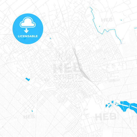 Subotica, Serbia PDF vector map with water in focus