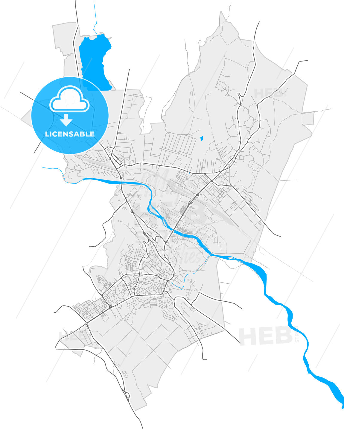 Suceava, Suceava, Romania, high quality vector map