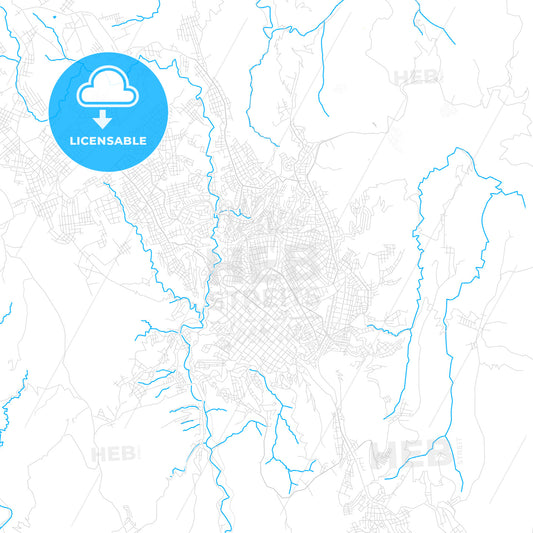 Sucre, Bolivia PDF vector map with water in focus