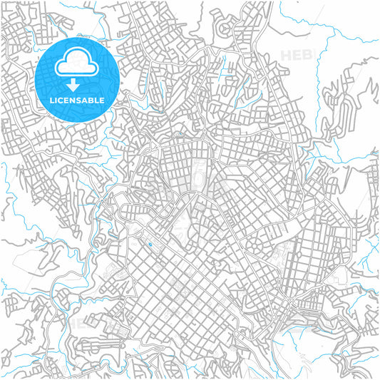 Sucre, Bolivia, city map with high quality roads.