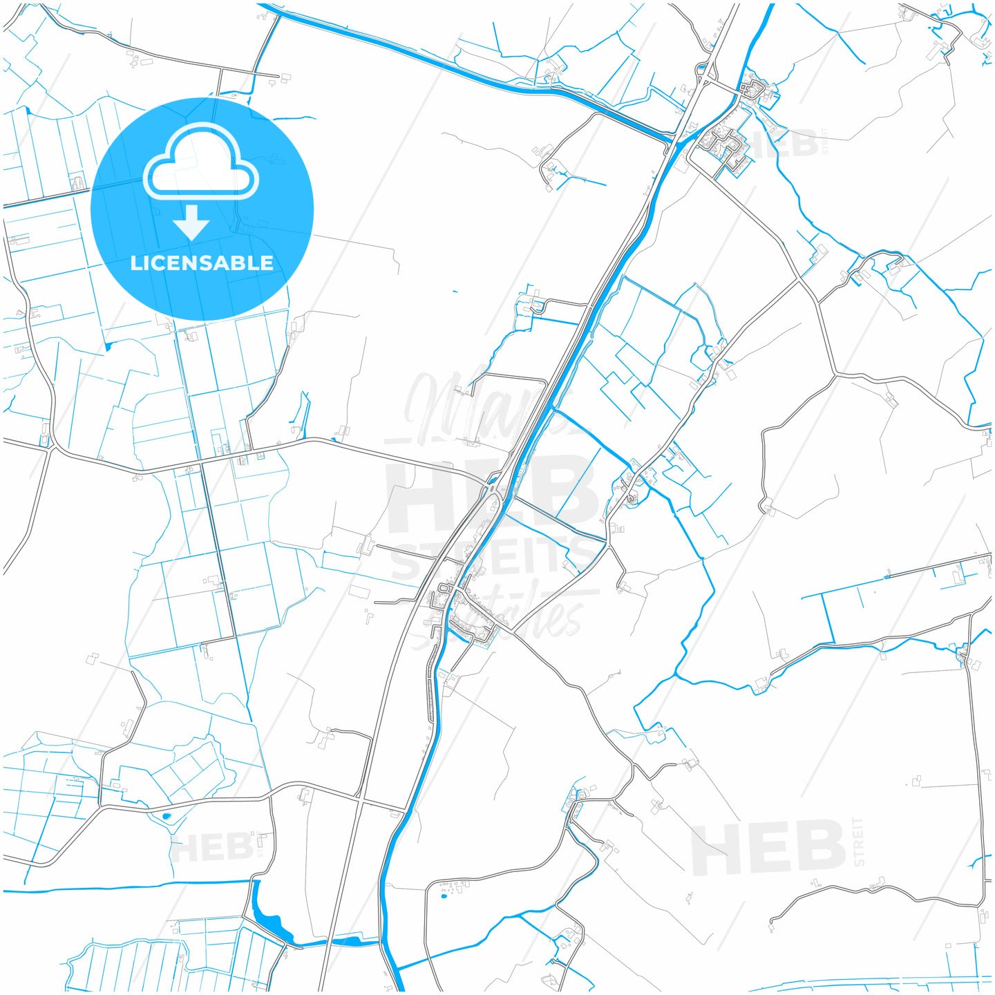 Súdwest-Fryslân, Friesland, Netherlands, city map with high quality roads.