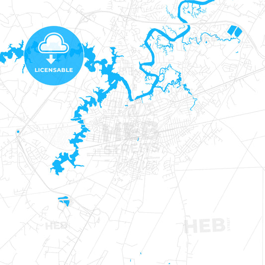 Suffolk, Virginia, United States, PDF vector map with water in focus