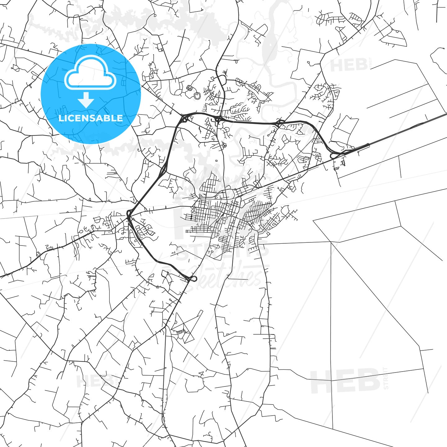 Suffolk, Virginia - Area Map - Light