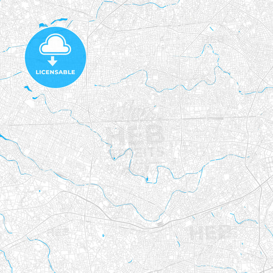 Suginami, Japan PDF vector map with water in focus