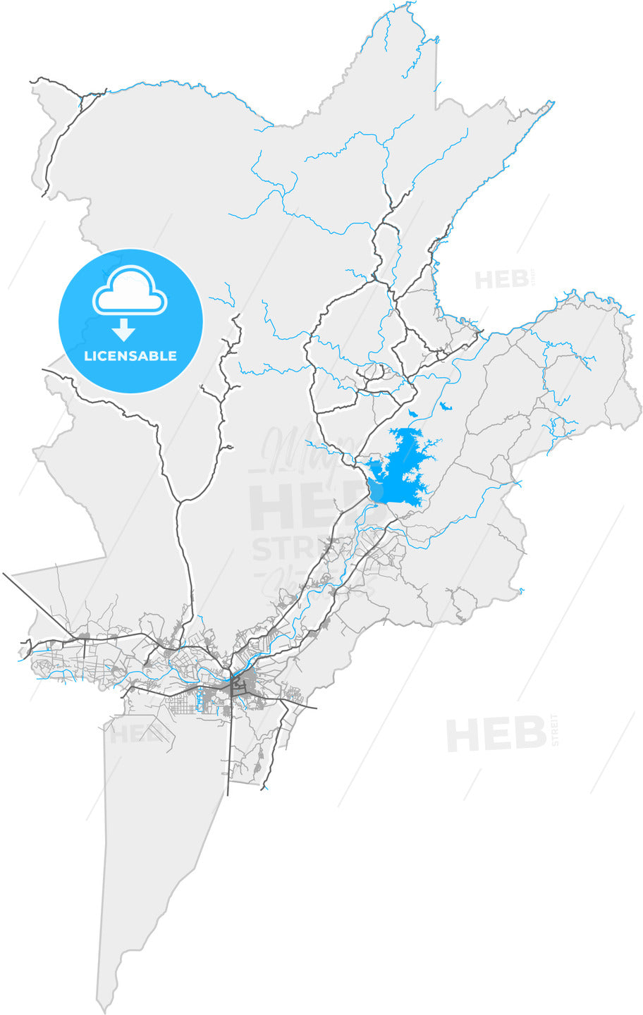 Sullana, Peru, high quality vector map