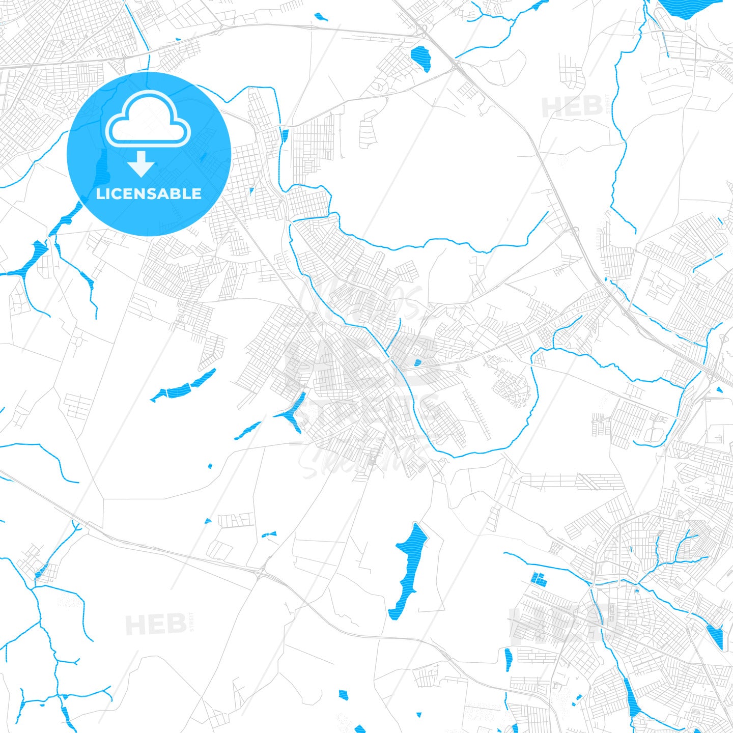 Sumare, Brazil PDF vector map with water in focus