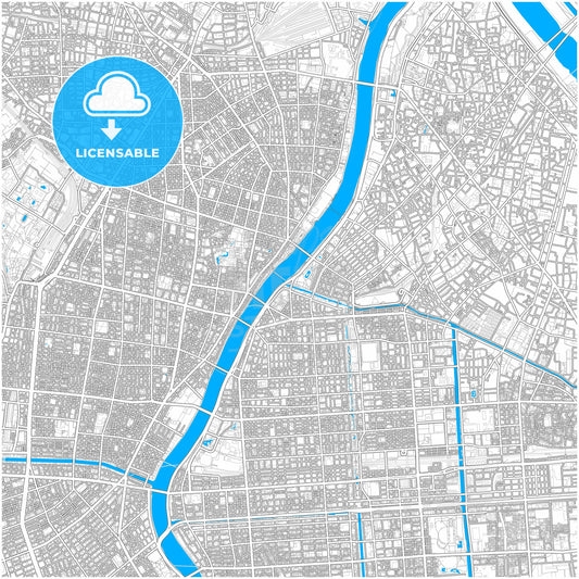 Sumida, Tokyo, Japan, city map with high quality roads.