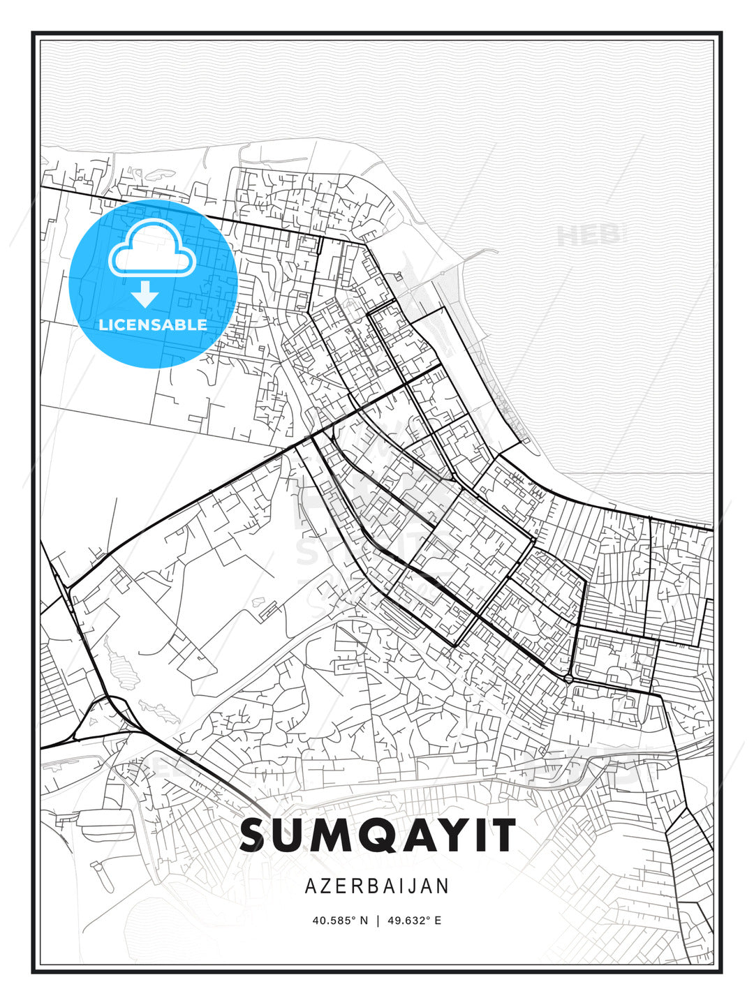 Sumqayit, Azerbaijan, Modern Print Template in Various Formats - HEBSTREITS Sketches