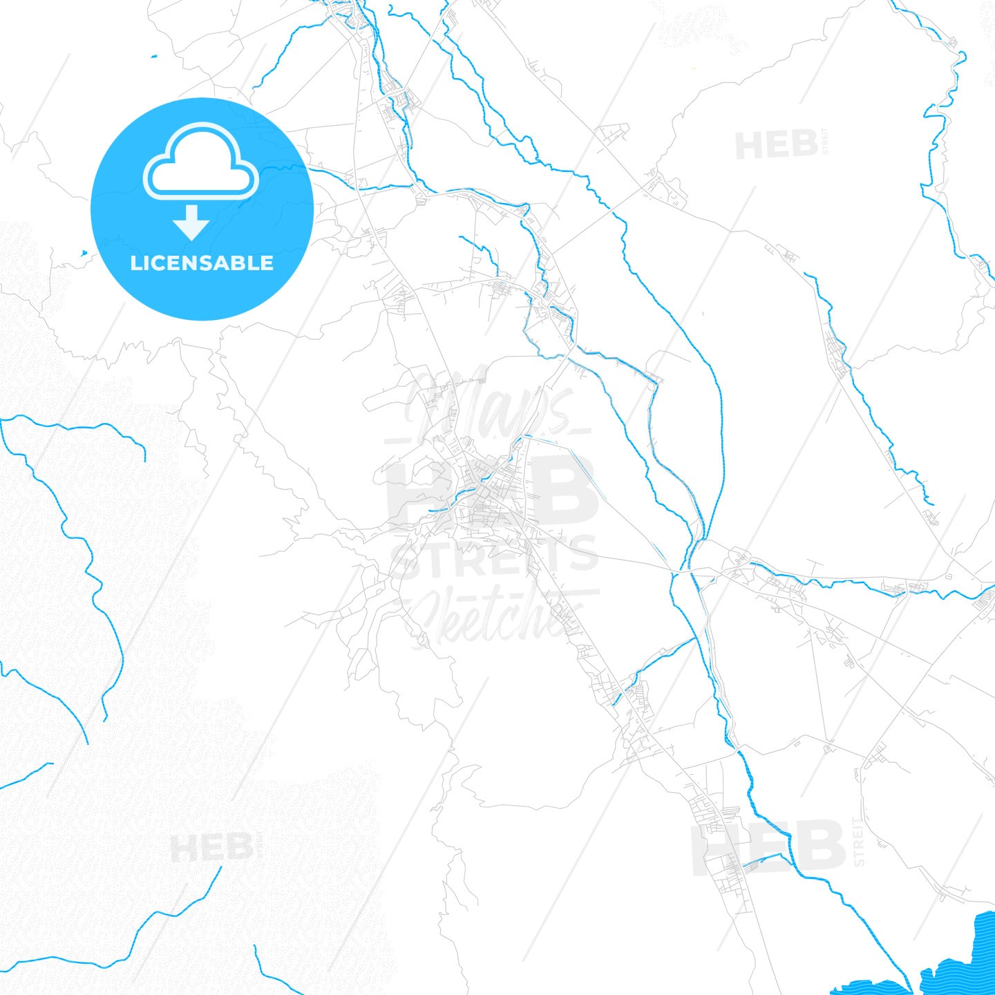 Sungai Penuh, Indonesia PDF vector map with water in focus