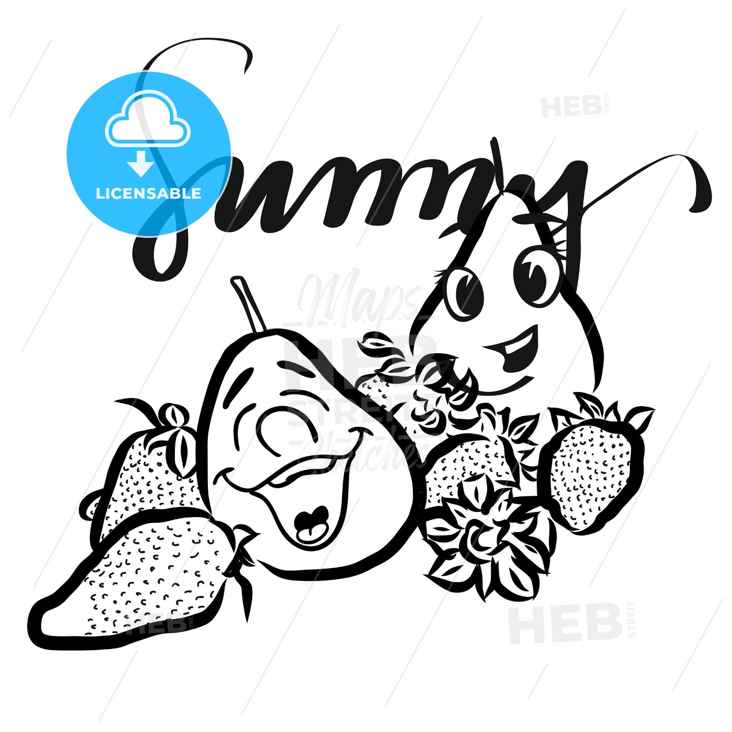 Sunny laughing Pears with Headline – instant download