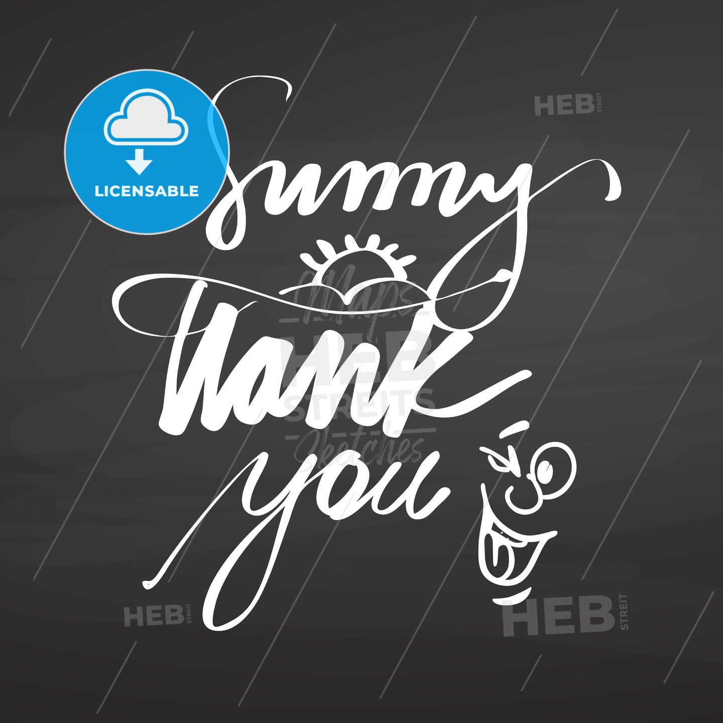 Sunny thank you lettering on chalkboard – instant download