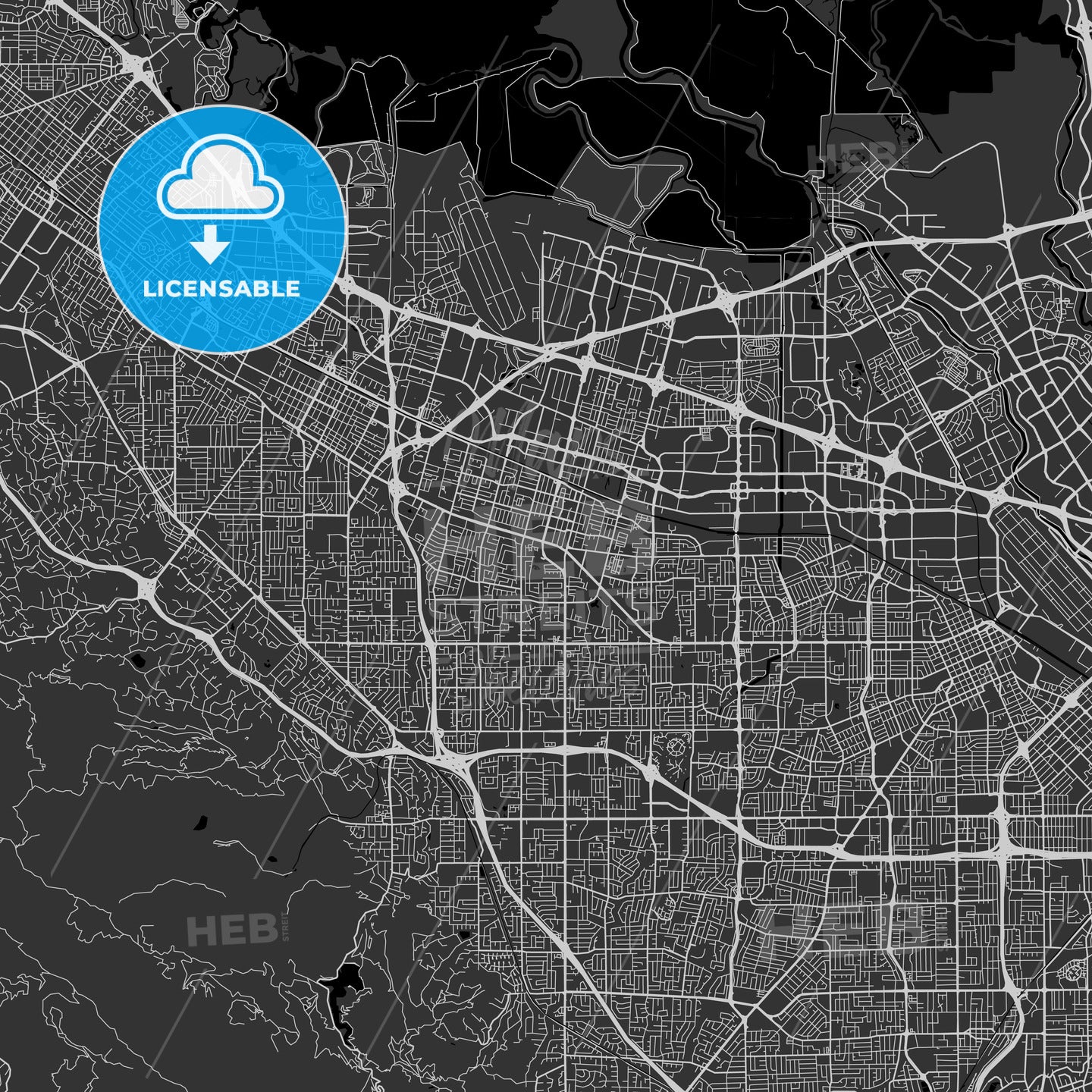 Sunnyvale, California - Area Map - Dark