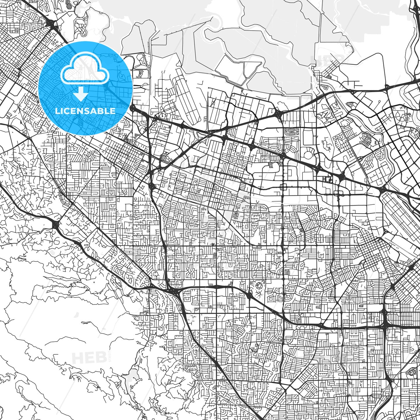 Sunnyvale, California - Area Map - Light