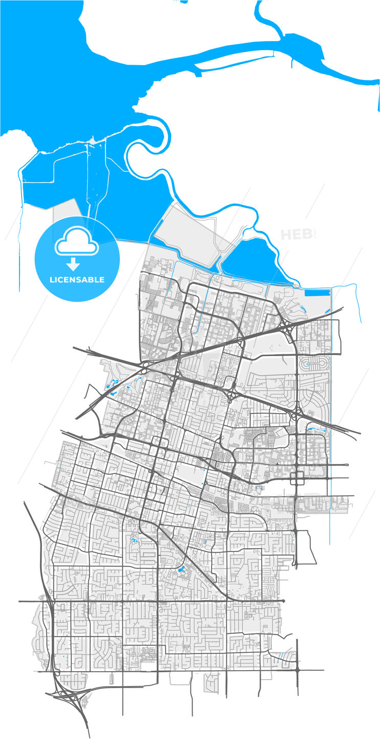 Sunnyvale, California, United States, high quality vector map