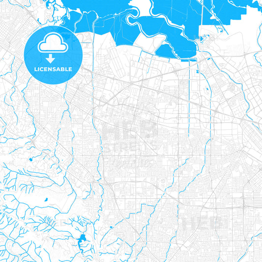 Sunnyvale, California, United States, PDF vector map with water in focus