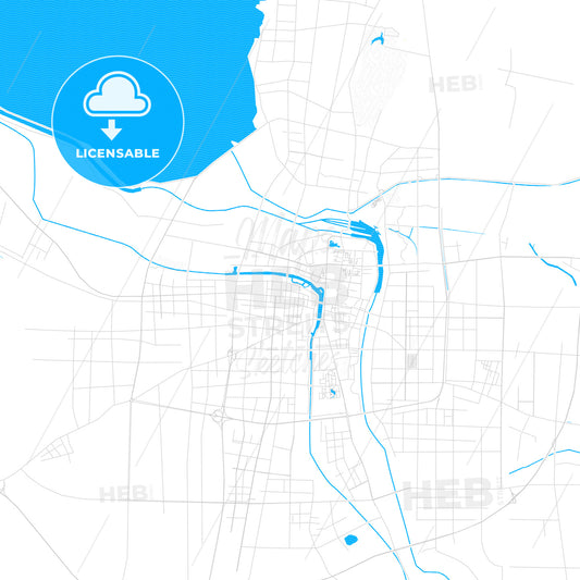 Suqian, China PDF vector map with water in focus