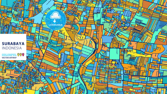 Surabaya, Indonesia, Colorful Vector Artmap