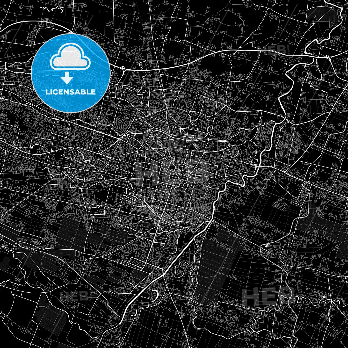 Surakarta, Indonesia Pdf Vector Map Black And White – HEBSTREITS