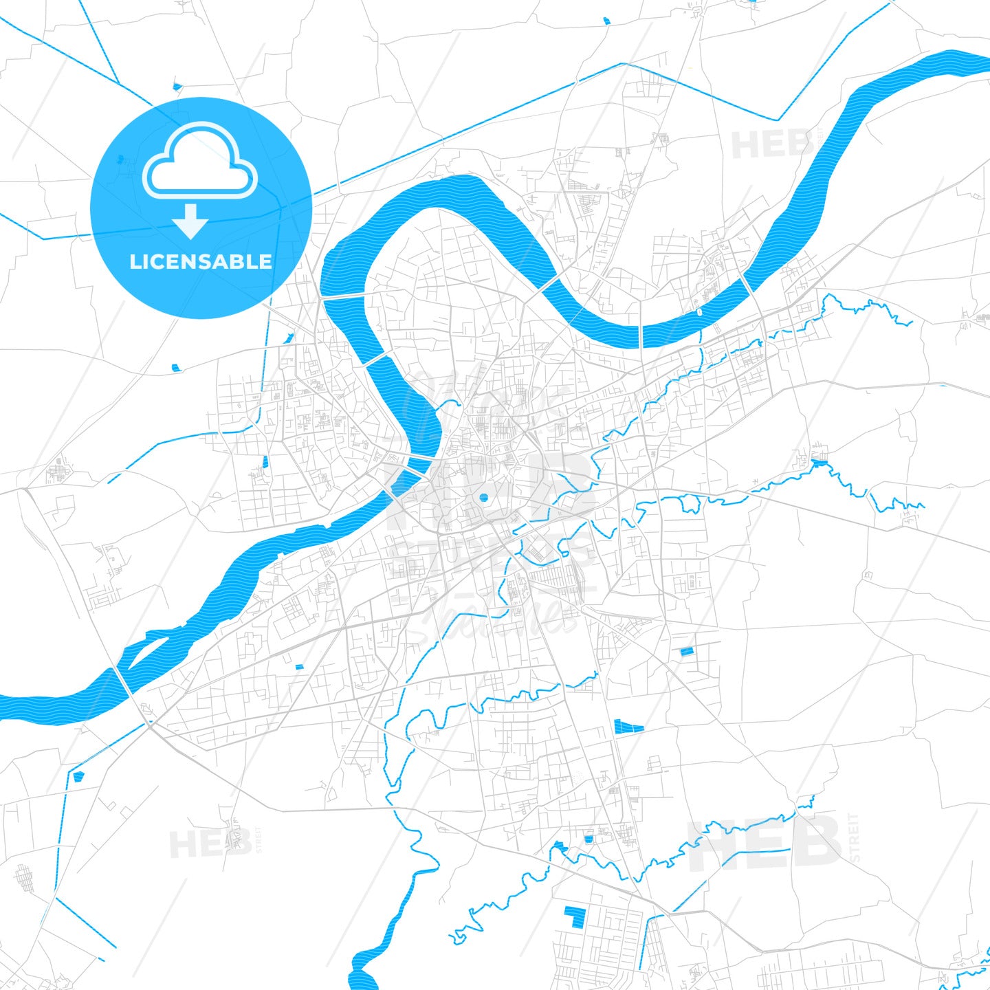 Surat, India PDF vector map with water in focus