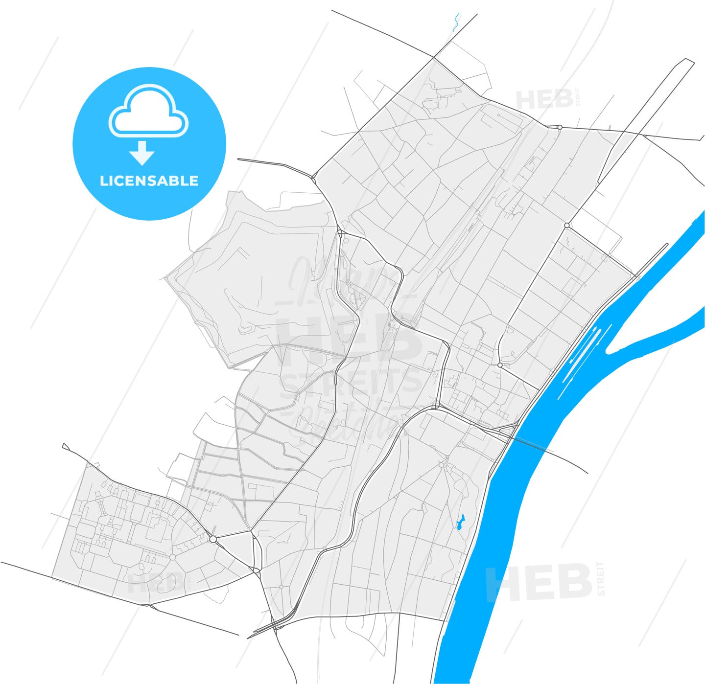 Suresnes, Hauts-de-Seine, France, high quality vector map