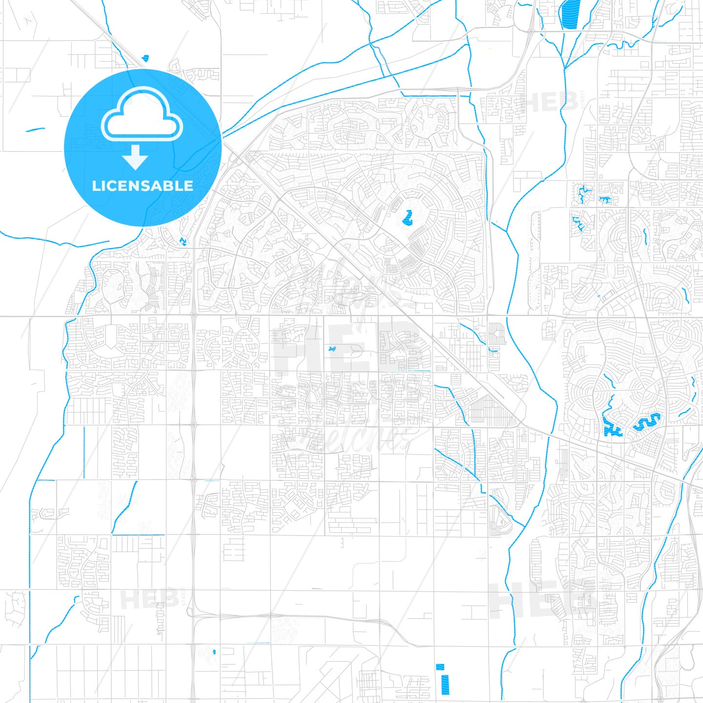 Surprise, Arizona, United States, PDF vector map with water in focus