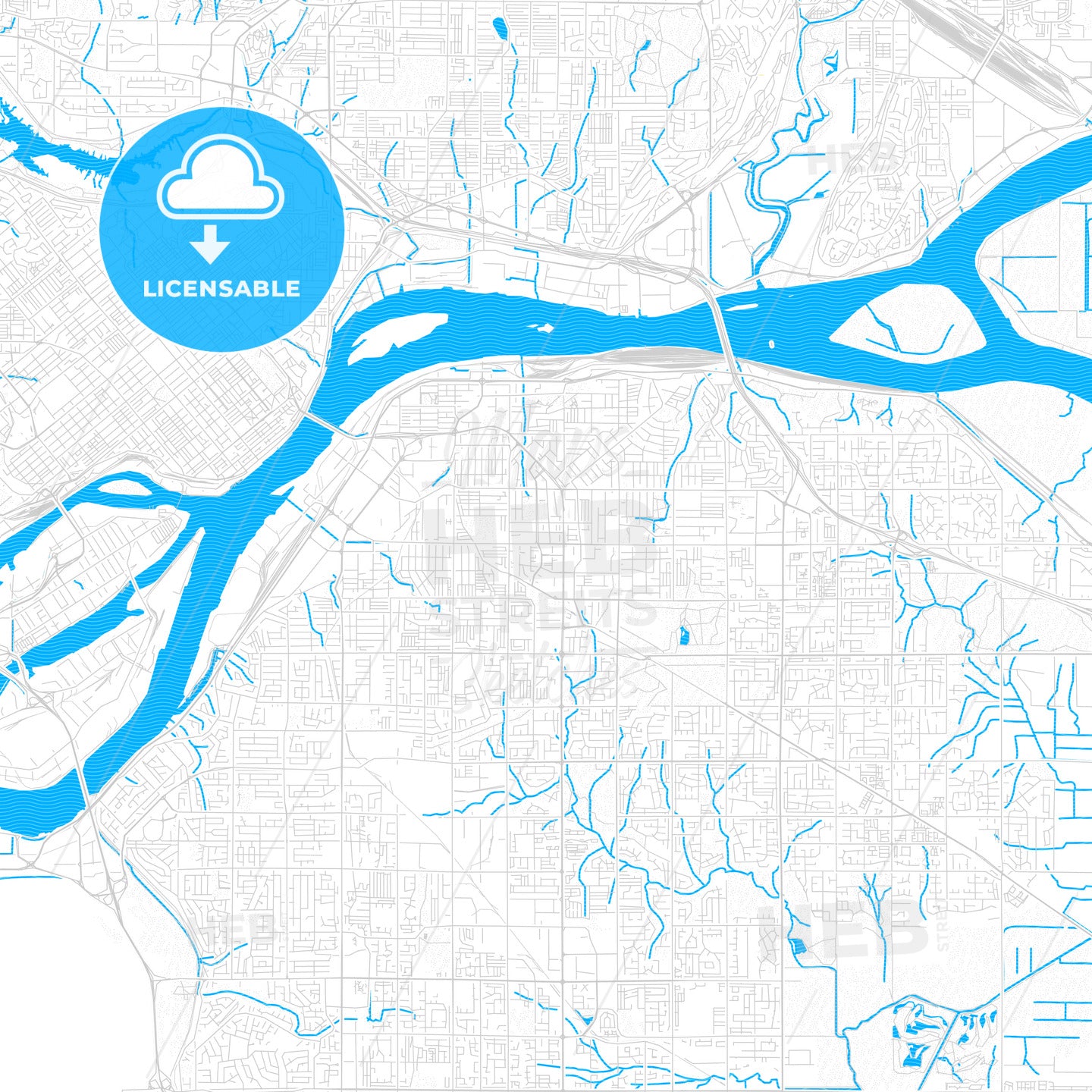 Surrey, Canada PDF vector map with water in focus