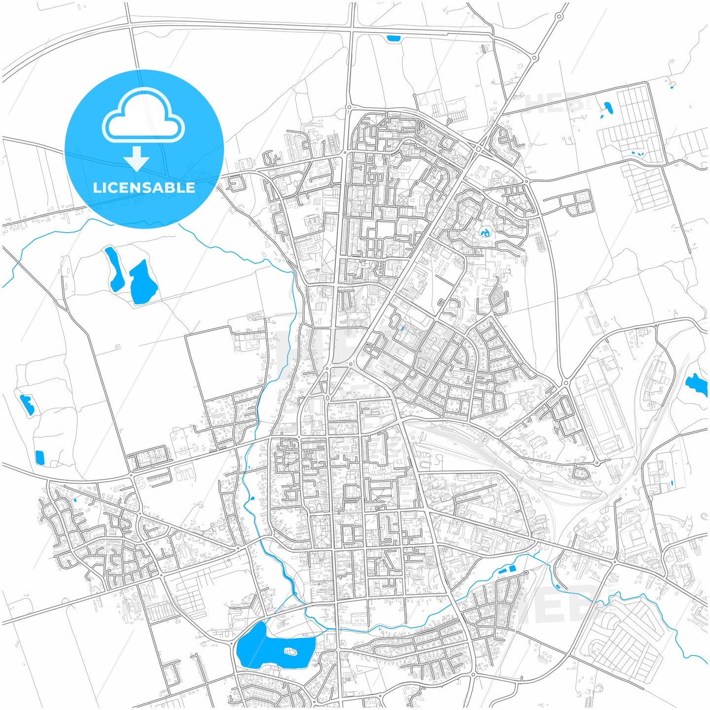 Suwałki, Podlaskie, Poland, city map with high quality roads.