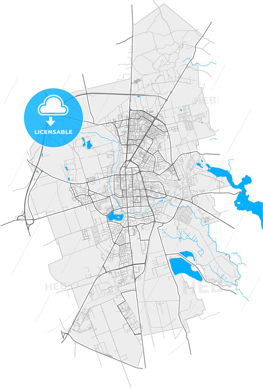 Suwałki, Podlaskie, Poland, high quality vector map