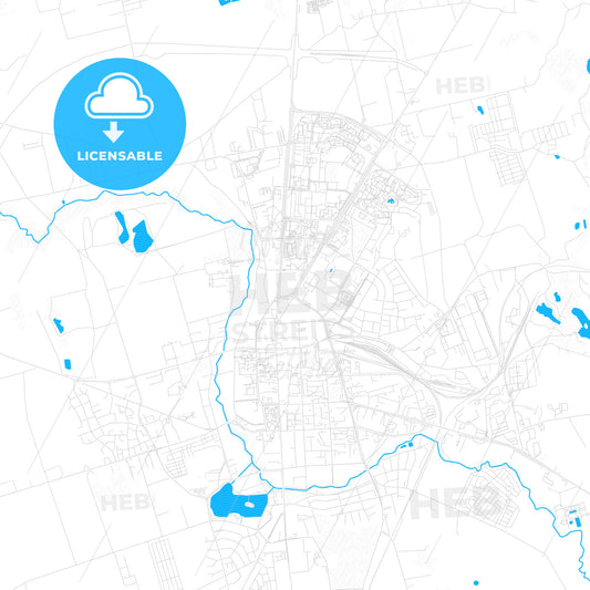 Suwałki, Poland PDF vector map with water in focus