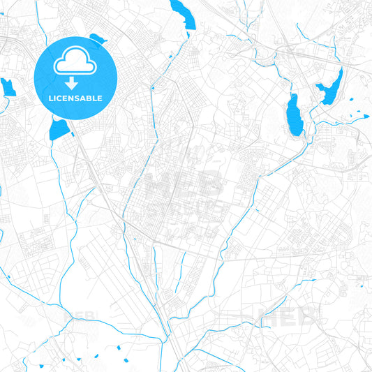 Suwon, South Korea PDF vector map with water in focus