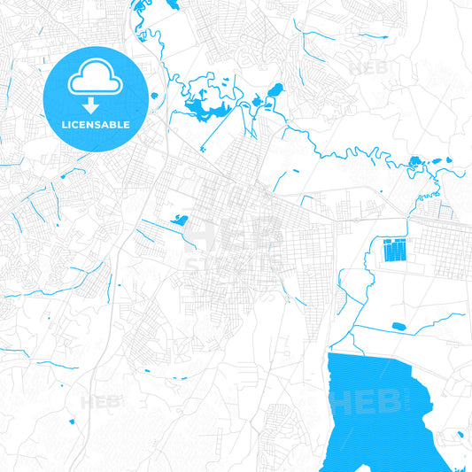 Suzano, Brazil PDF vector map with water in focus