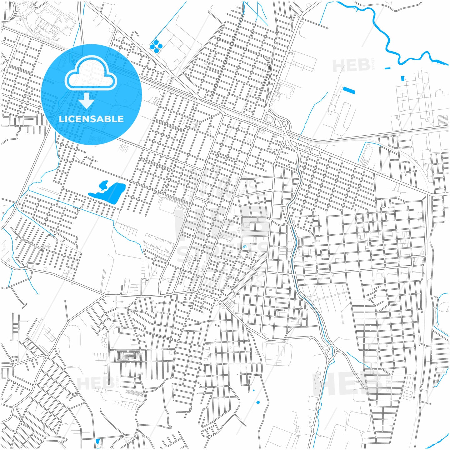 Suzano, Brazil, city map with high quality roads.