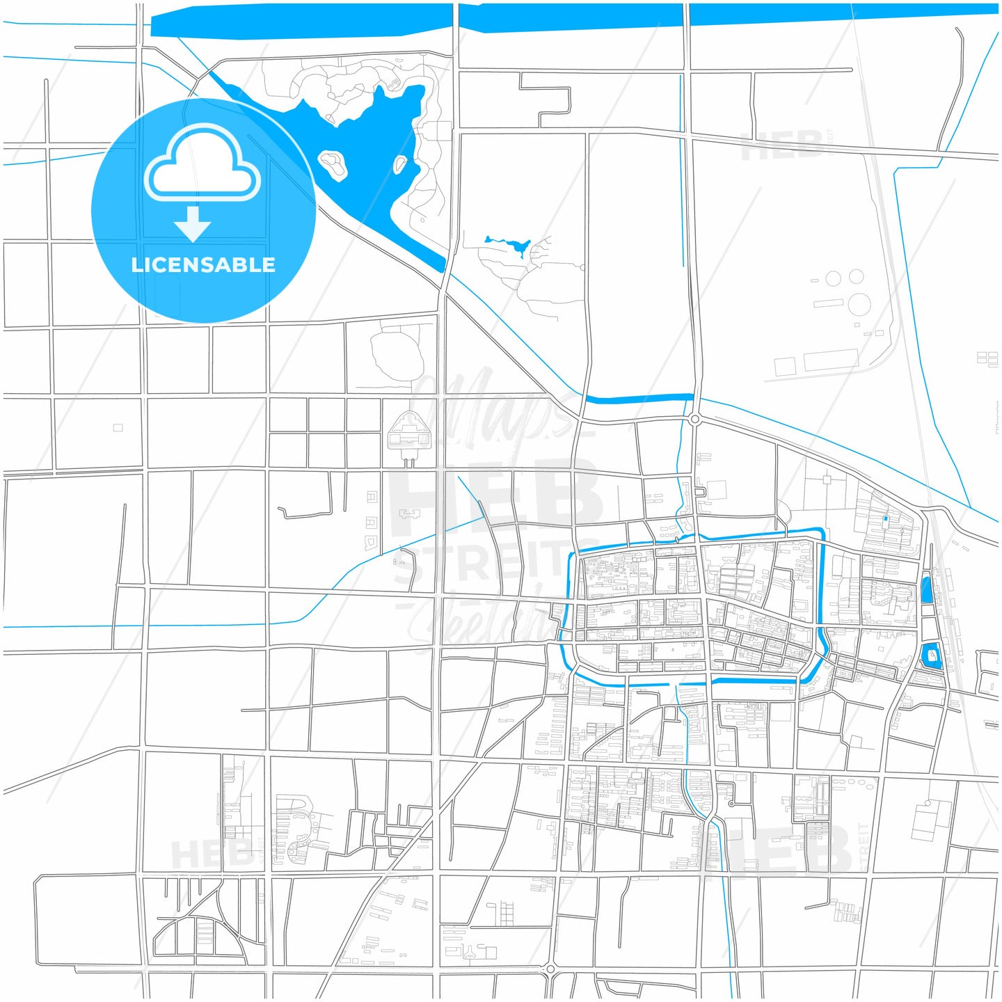 Suzhou, Anhui, China, city map with high quality roads.