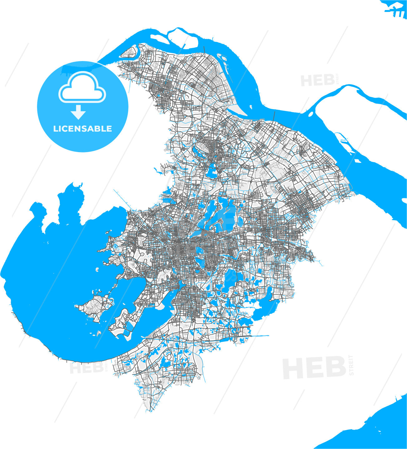 Suzhou, Jiangsu, China, high quality vector map