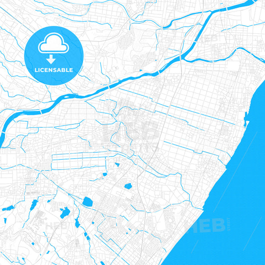 Suzuka, Japan PDF vector map with water in focus