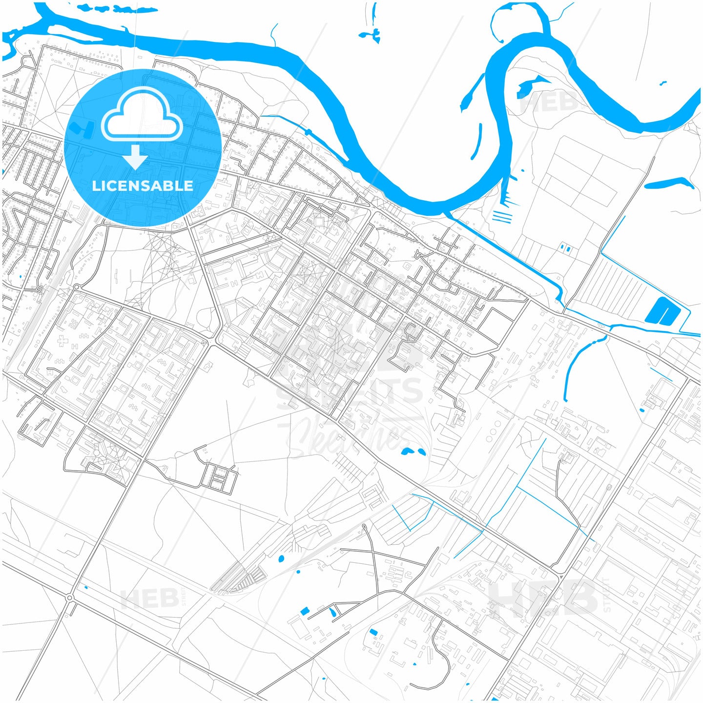 Svietlahorsk, Rajon, Belarus, city map with high quality roads.