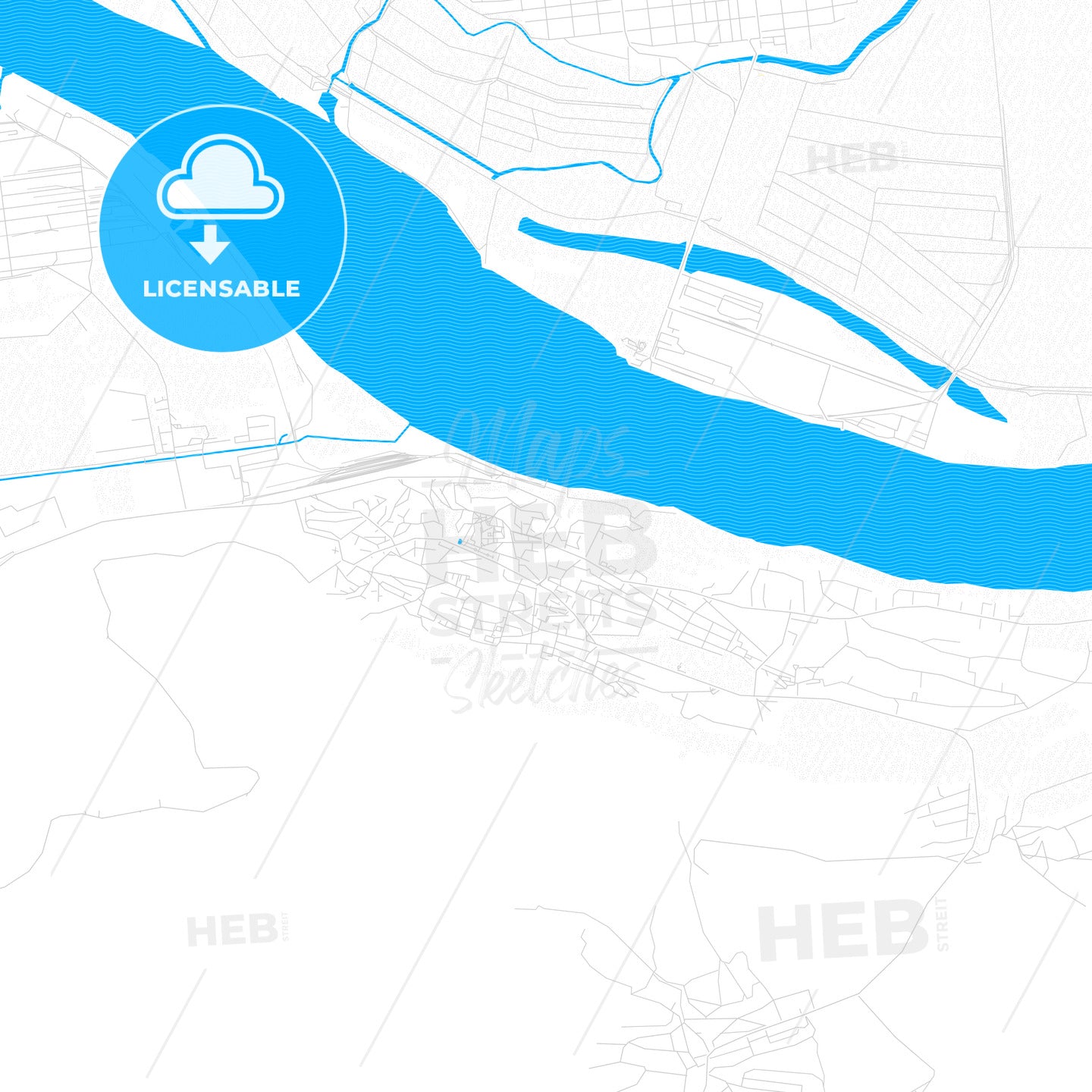 Svishtov, Bulgaria PDF vector map with water in focus