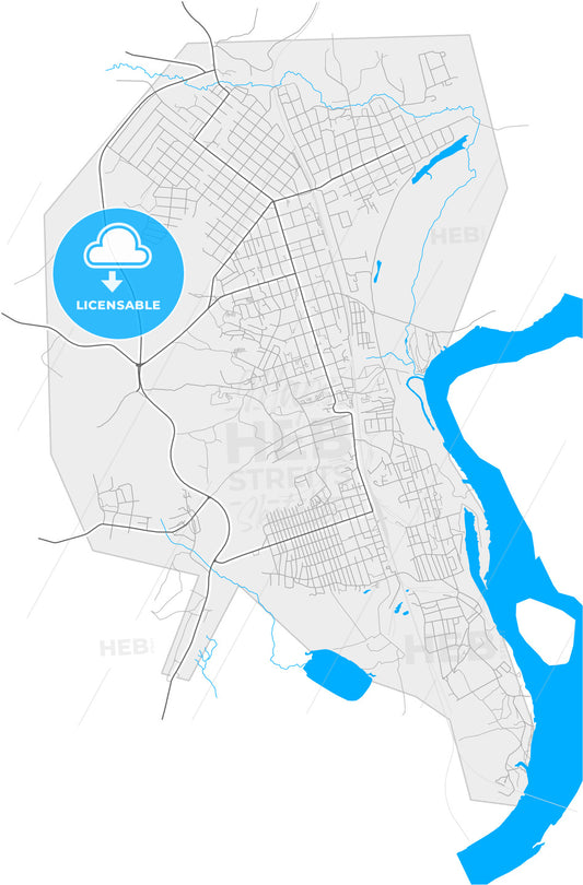 Svobodny, Amur Oblast, Russia, high quality vector map