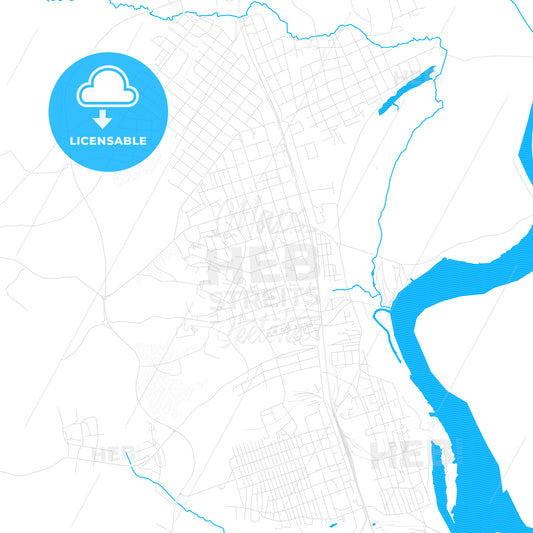 Svobodny, Russia PDF vector map with water in focus