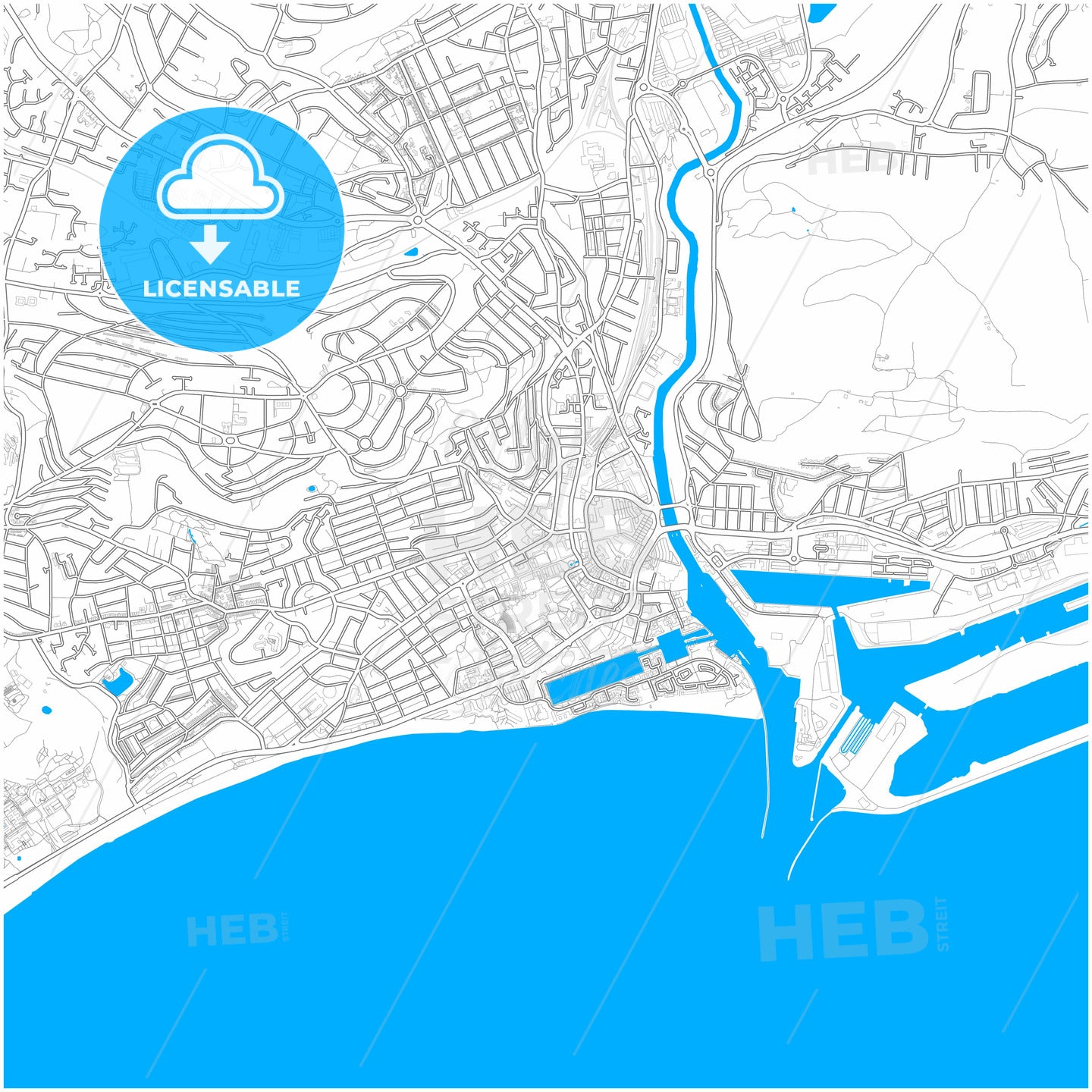 Swansea, Swansea, Wales, city map with high quality roads.