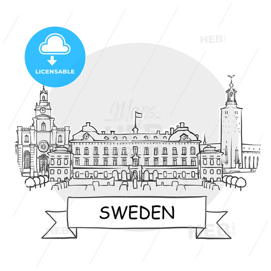 Sweden hand-drawn urban vector sign – instant download