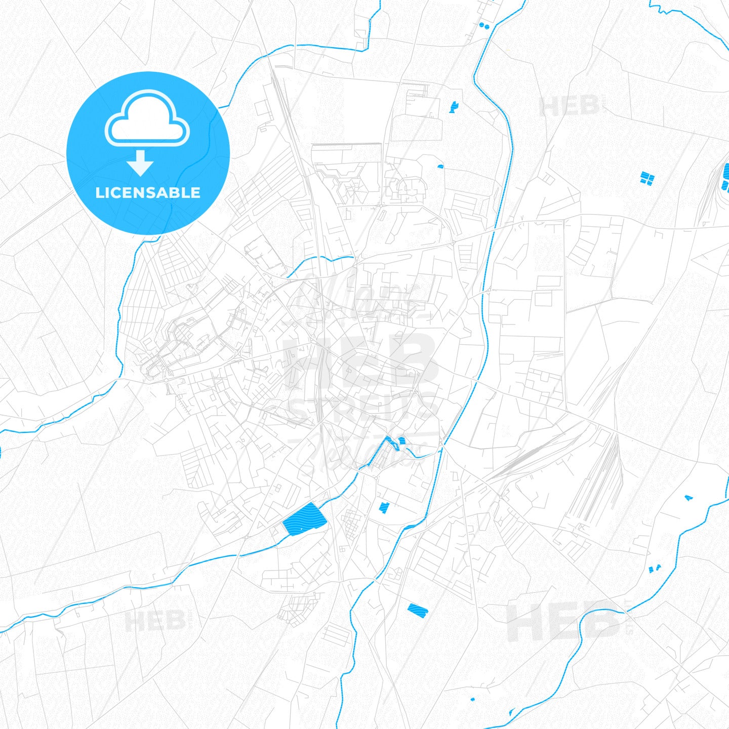 Świdnica, Poland PDF vector map with water in focus