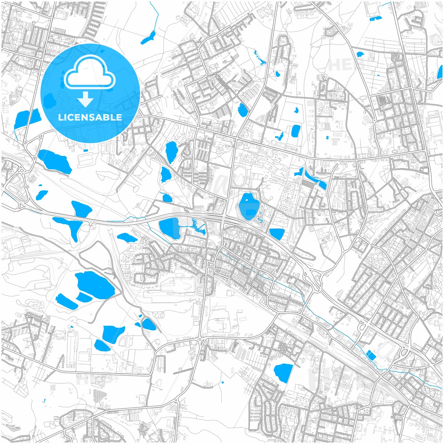 Świętochłowice, Silesian, Poland, city map with high quality roads.