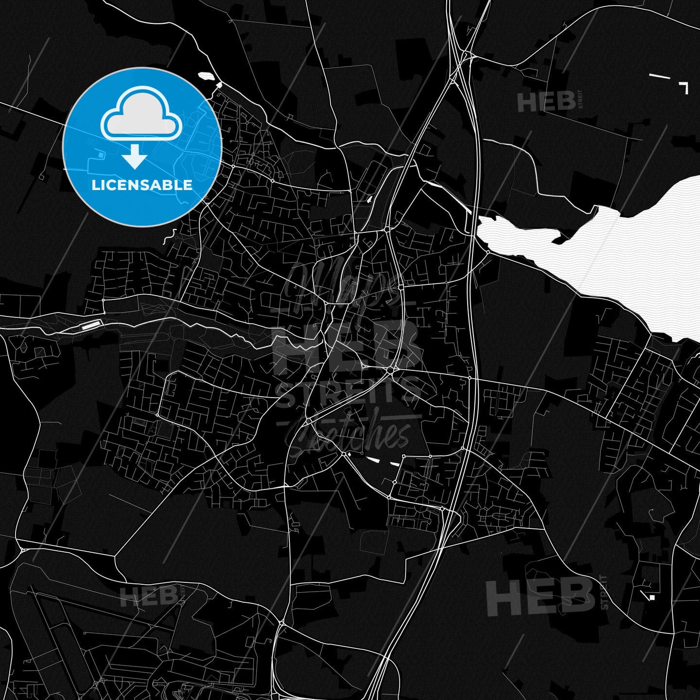 Swords, Ireland Pdf Vector Map Black And White – HEBSTREITS