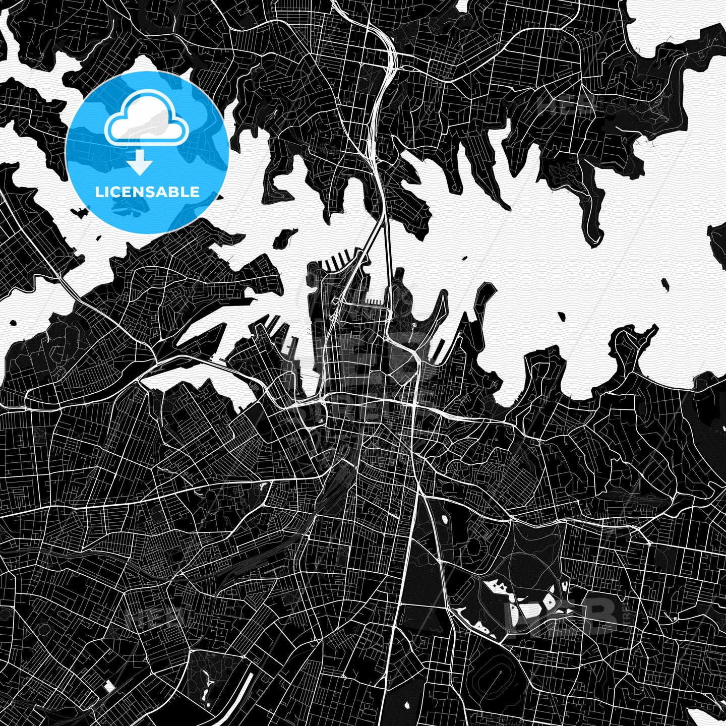 Sydney, Australia Pdf Vector Map Black And White – HEBSTREITS