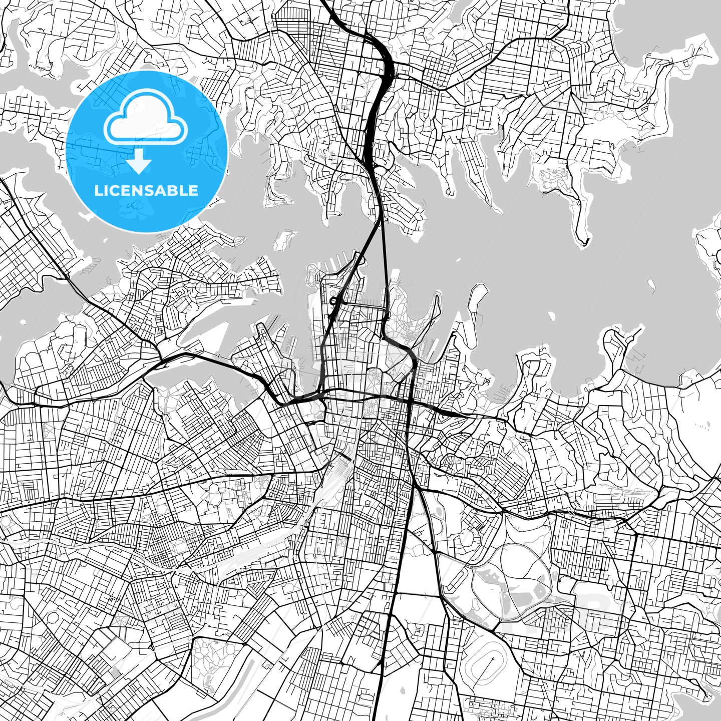 Sydney, New South Wales - downtown map, light