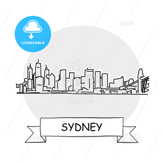 Sydney hand-drawn urban vector sign – instant download