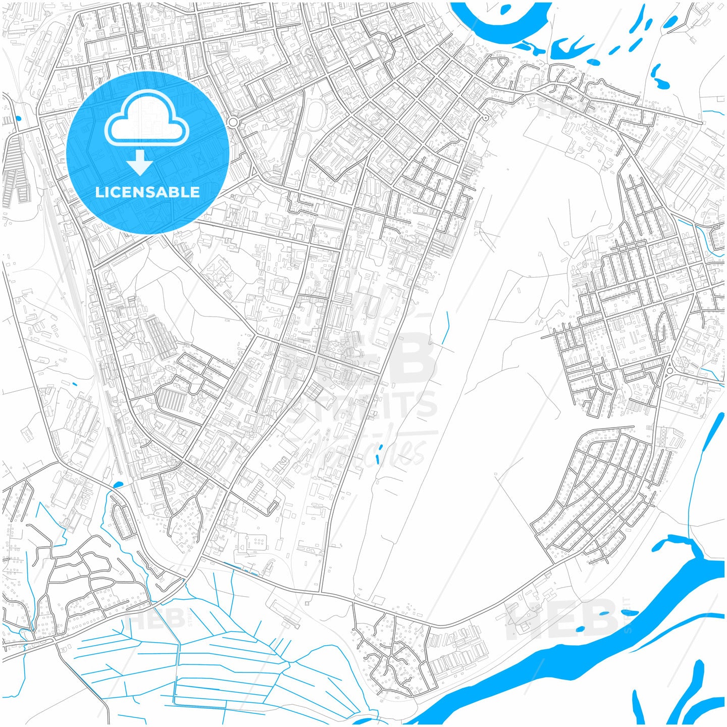 Syktyvkar, Komi Republic, Russia, city map with high quality roads.