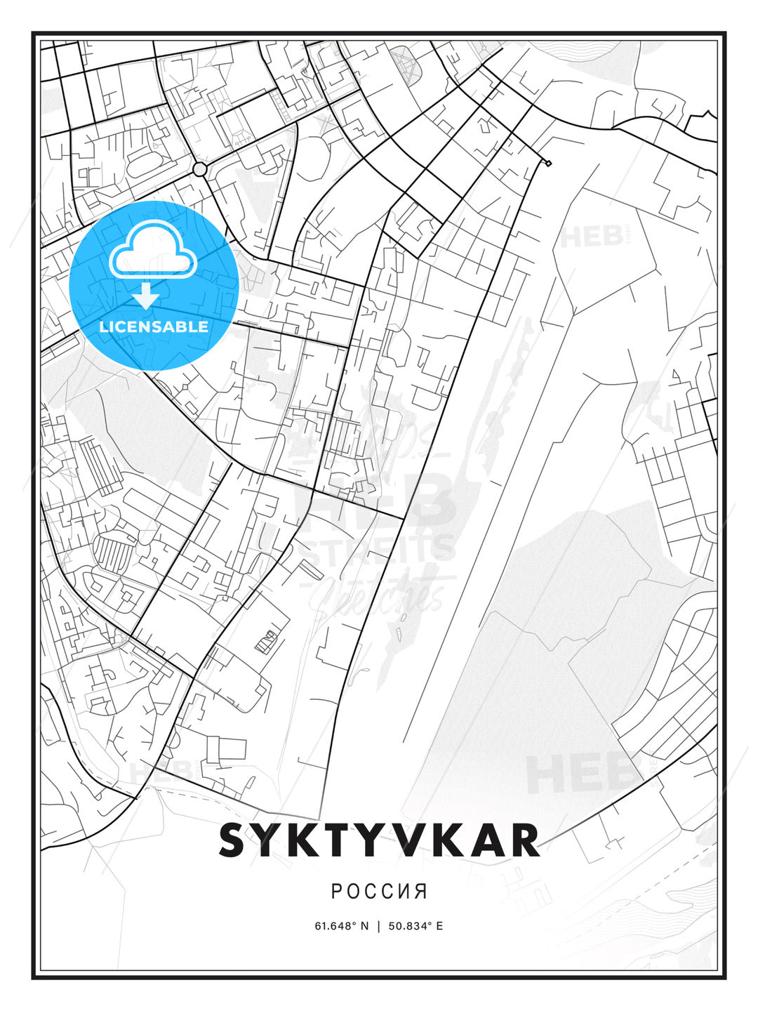 Syktyvkar, Russia, Modern Print Template in Various Formats - HEBSTREITS Sketches