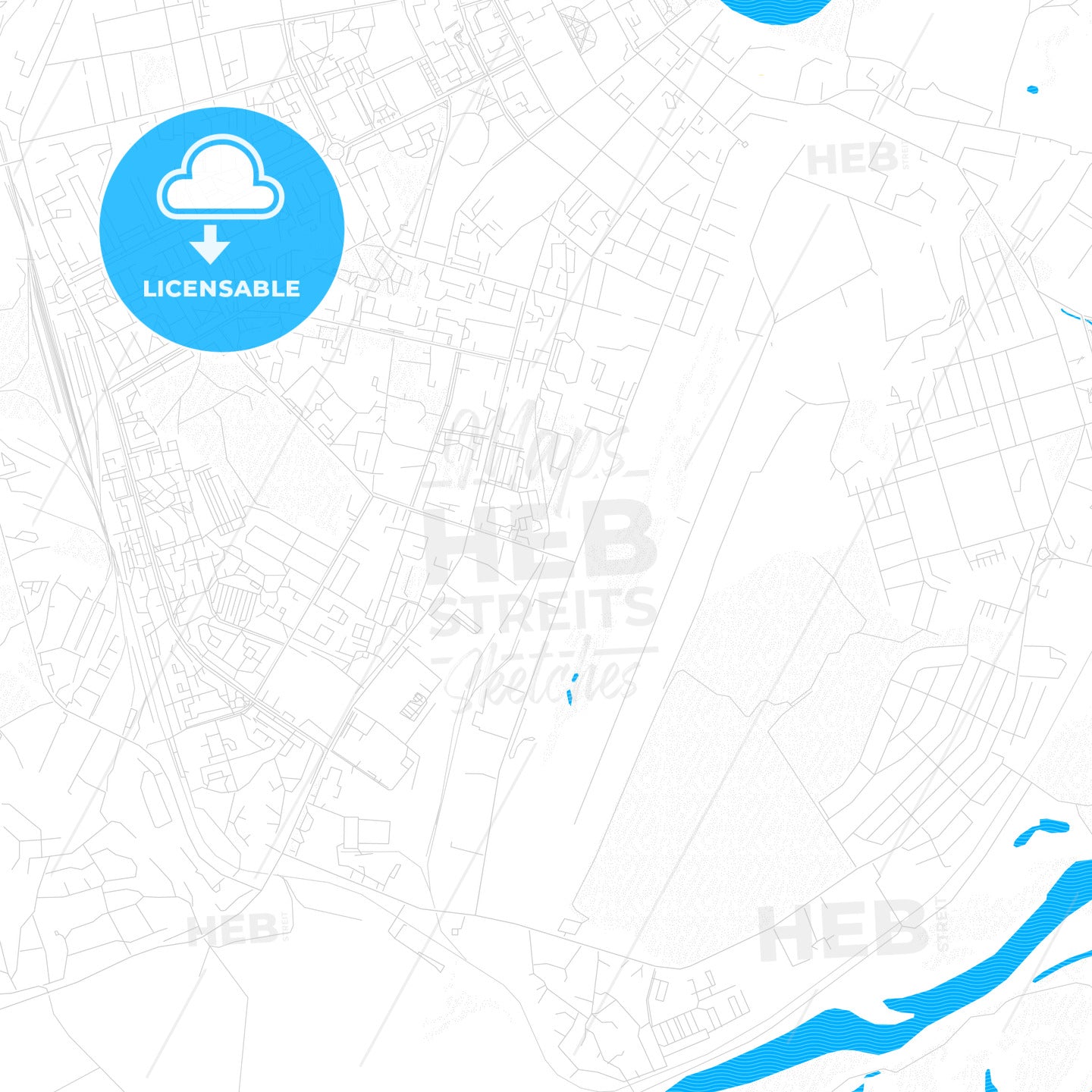 Syktyvkar, Russia PDF vector map with water in focus